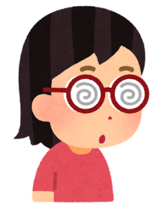 近視で厚いメガネをかけたイラスト